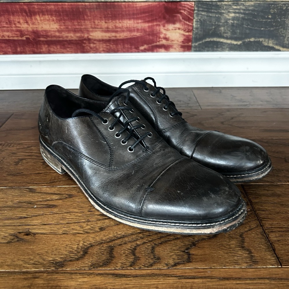John Varvatos Leather Derby Dress Shoe Dark Brown 11 Mens